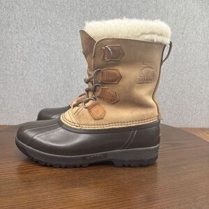 Sorel Alpine Boots Womens Size 7W Brown Leather Shearling Waterproof Snow Winter